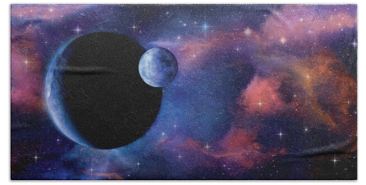 Space Planets Stars Solar Systems Beach Towel featuring the digital art The FINAL JOURNEY by Murry Whiteman