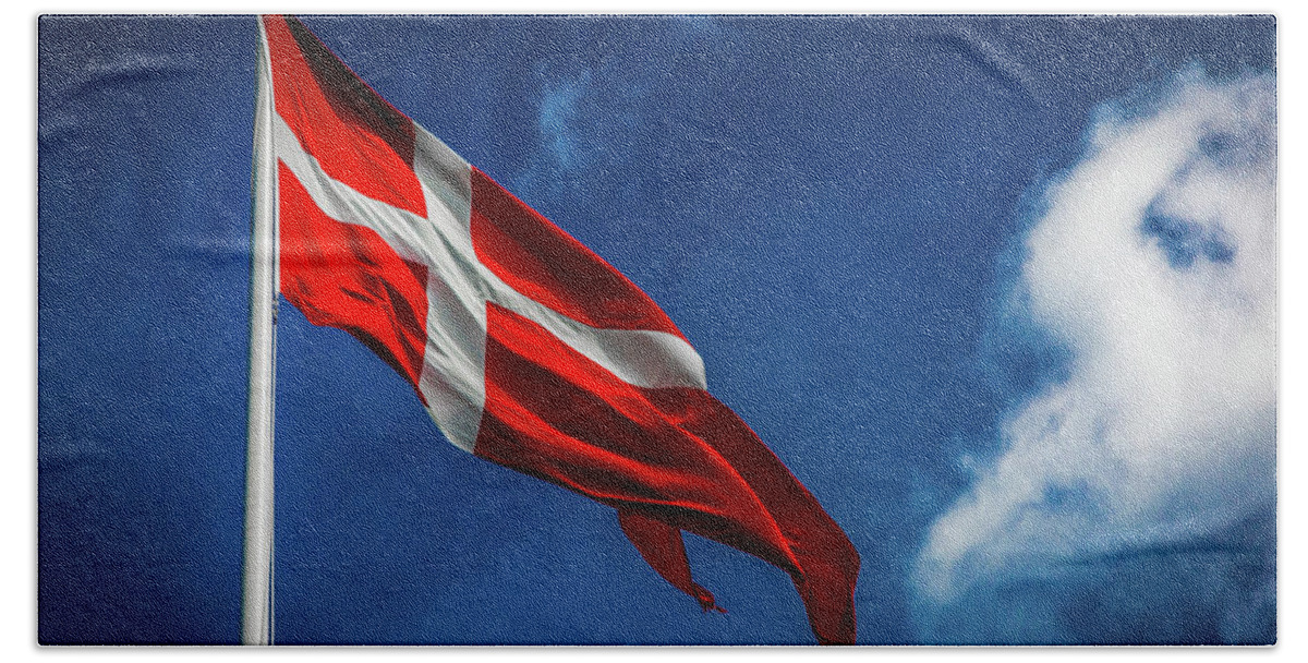 Flag Beach Towel featuring the photograph The Flag of Denmark by Andrew Matwijec
