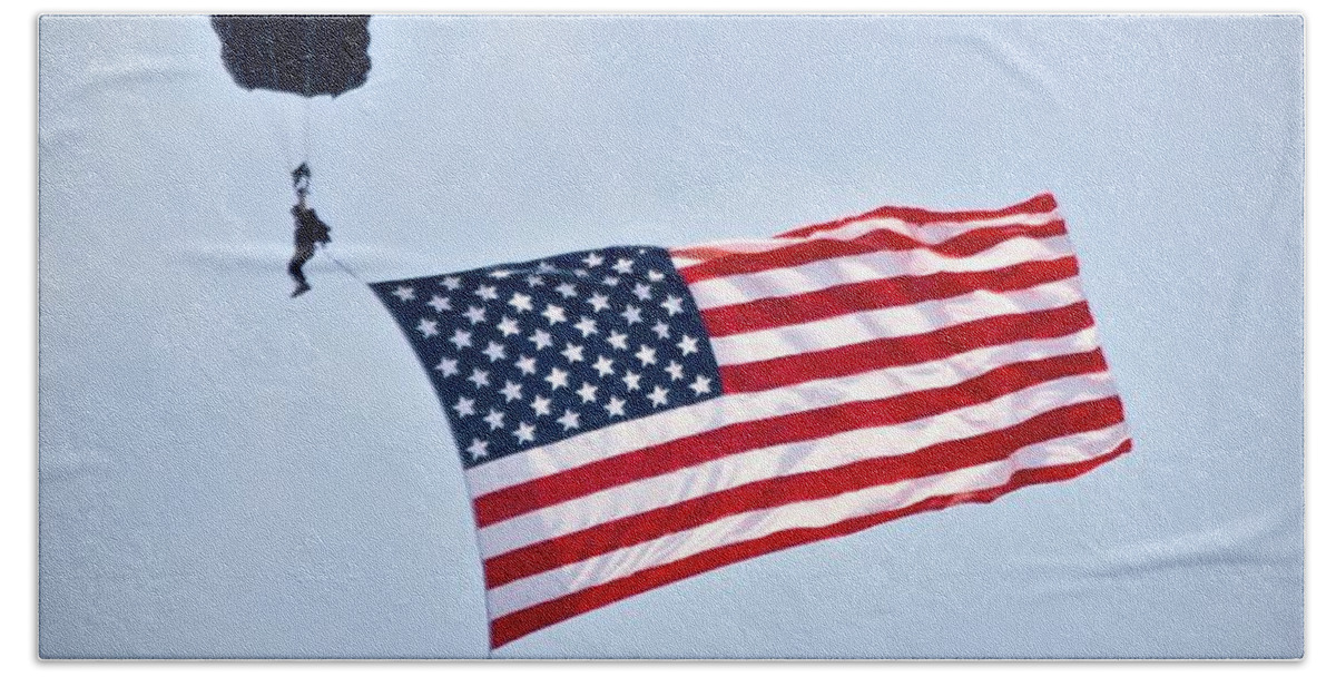 Flag Beach Towel featuring the photograph The Flag of the United States of America by Carol Bradley
