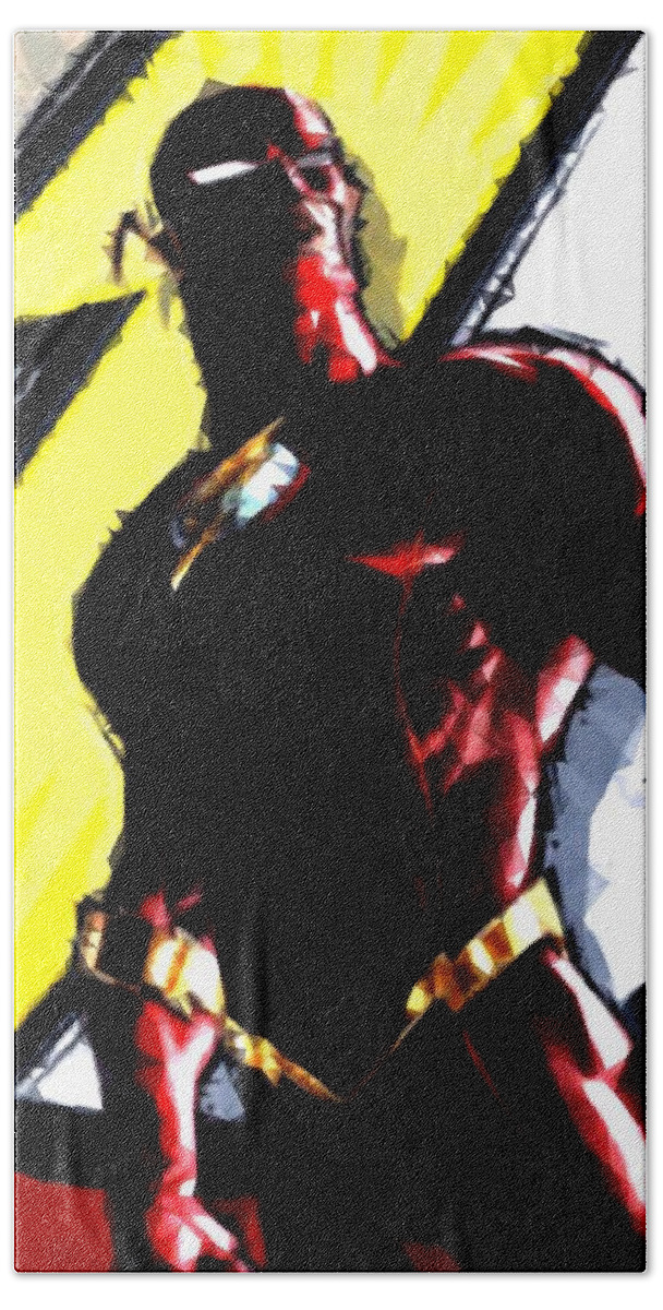 Flash Beach Towel featuring the digital art The Flash by HELGE Art Gallery
