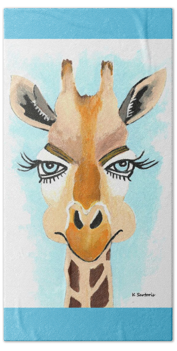 Animal Beach Towel featuring the painting The Flirt Giraffe by Kathleen Sartoris