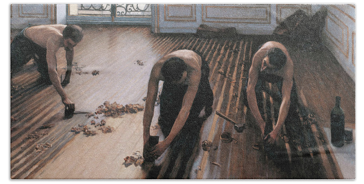 Floor Scrapers Beach Towel featuring the painting The Floor Scrapers #6 by Gustave Caillebotte
