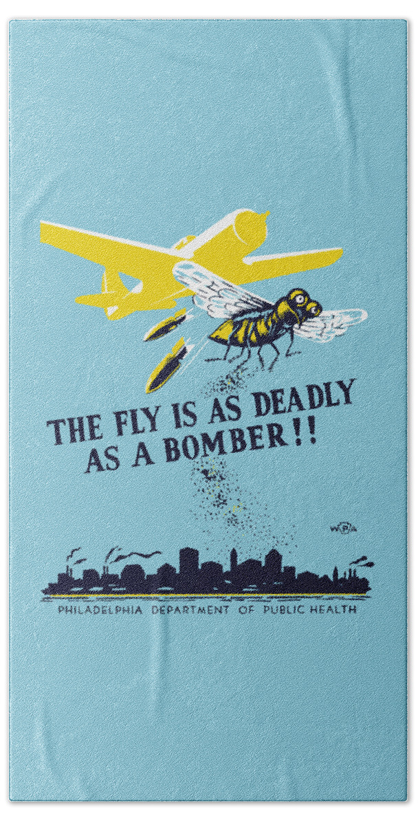 Wpa Beach Towel featuring the painting The Fly Is As Deadly As A Bomber - WPA by War Is Hell Store