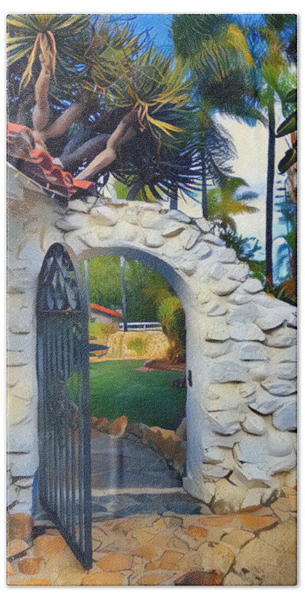 Gate Beach Towel featuring the digital art The Gate to Paradise by Karyn Robinson