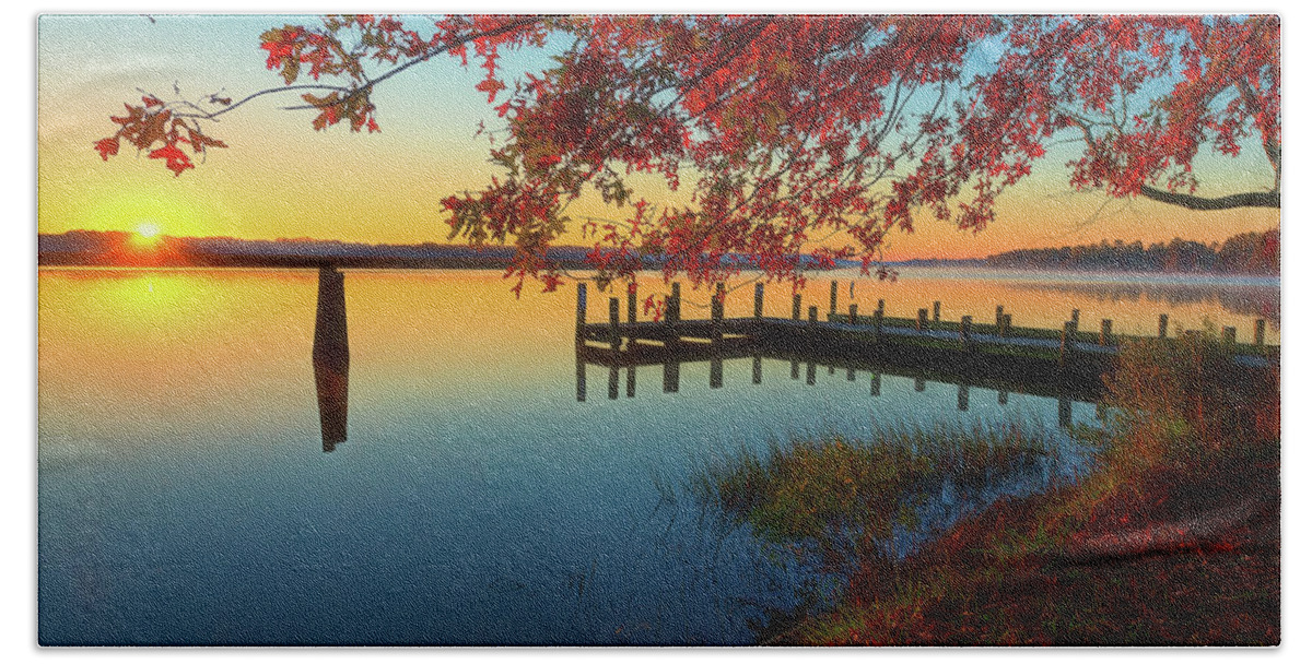 Photograph Beach Towel featuring the photograph The Glassy Patuxent by Cindy Lark Hartman