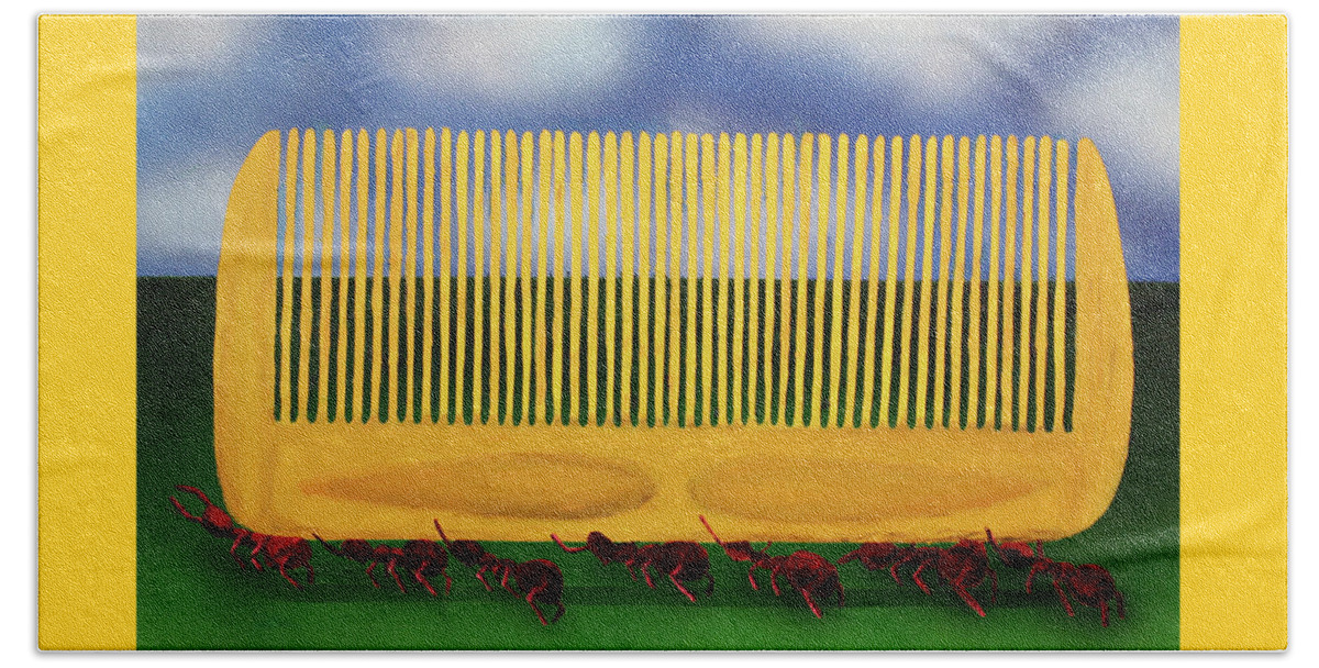Surrealism Beach Towel featuring the painting The Great Escape by Thomas Blood