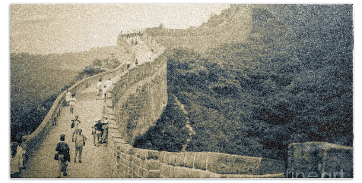 The Great Wall Beach Sheet featuring the photograph The Great Wall Of China by Heiko Koehrer-Wagner