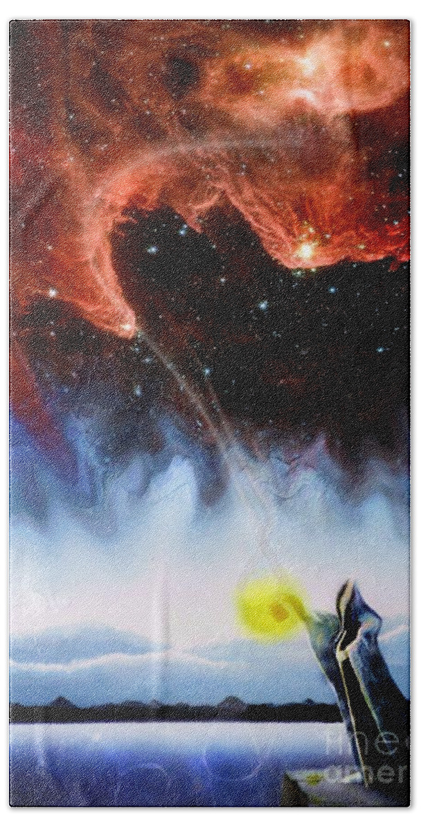 Fantasy Image Beach Towel featuring the painting The Hermit's Path by David Neace