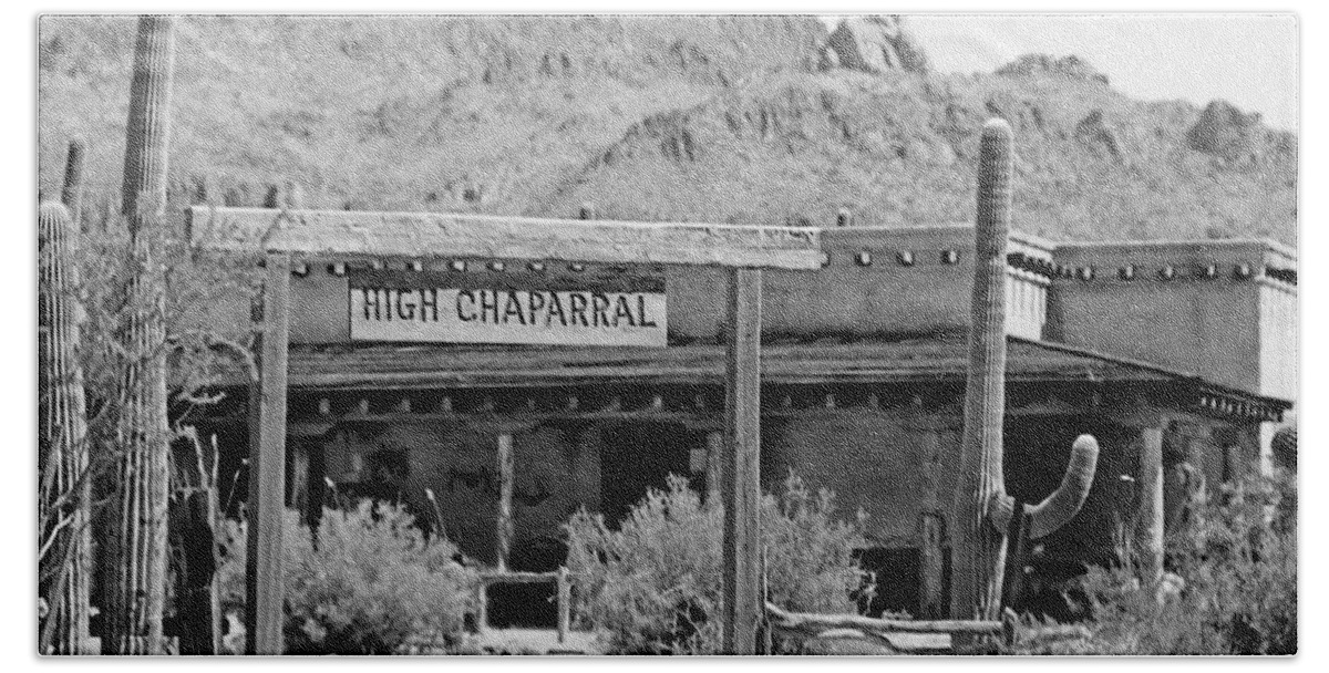 The High Chaparral Set With Sign Old Tucson Arizona 1969-2016 Beach Towel featuring the photograph The High Chaparral set with sign Old Tucson Arizona 1969-2016 by David Lee Guss