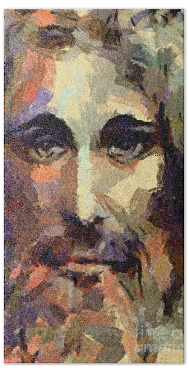 Jesus Beach Sheet featuring the painting The Holy Face Of Jesus by Dragica Micki Fortuna
