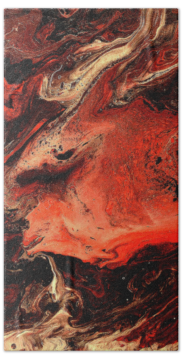Abstract Beach Sheet featuring the mixed media The Inferno Below by Richard Ortolano