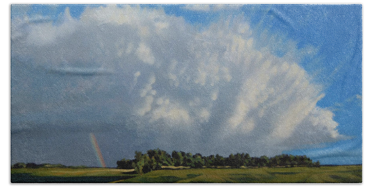 Landscape Beach Towel featuring the painting The June Rains Have Passed by Bruce Morrison