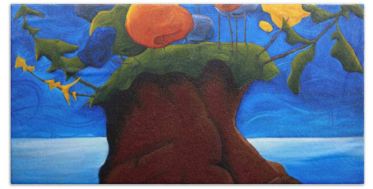 Landscape Beach Towel featuring the painting The Last Haven by Richard Hoedl