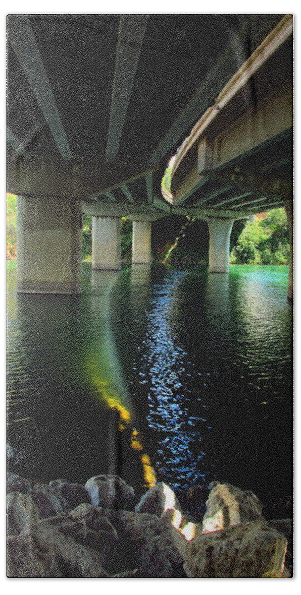Bridge Beach Towel featuring the photograph The Light Under Bonneview Bridge by Joyce Dickens