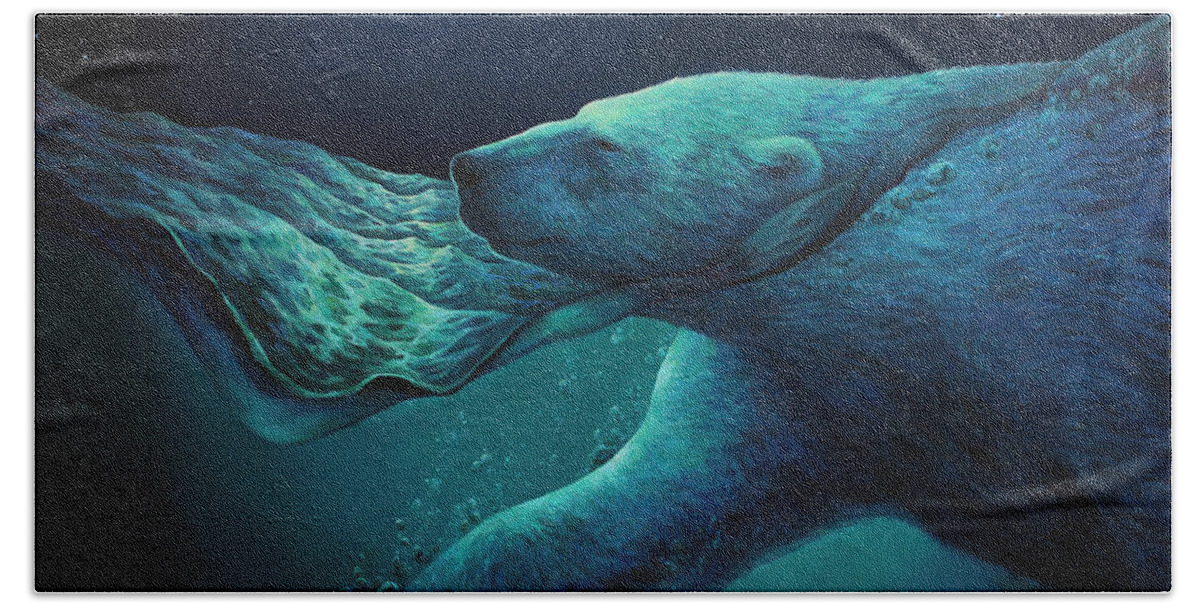 Arctic Beach Towel featuring the painting The Longest Night by Lucy West