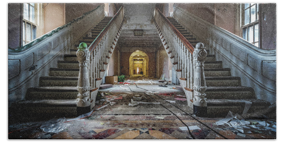 Abandoned Beach Towel featuring the photograph The Lunatic is the Hall by Mihai Andritoiu