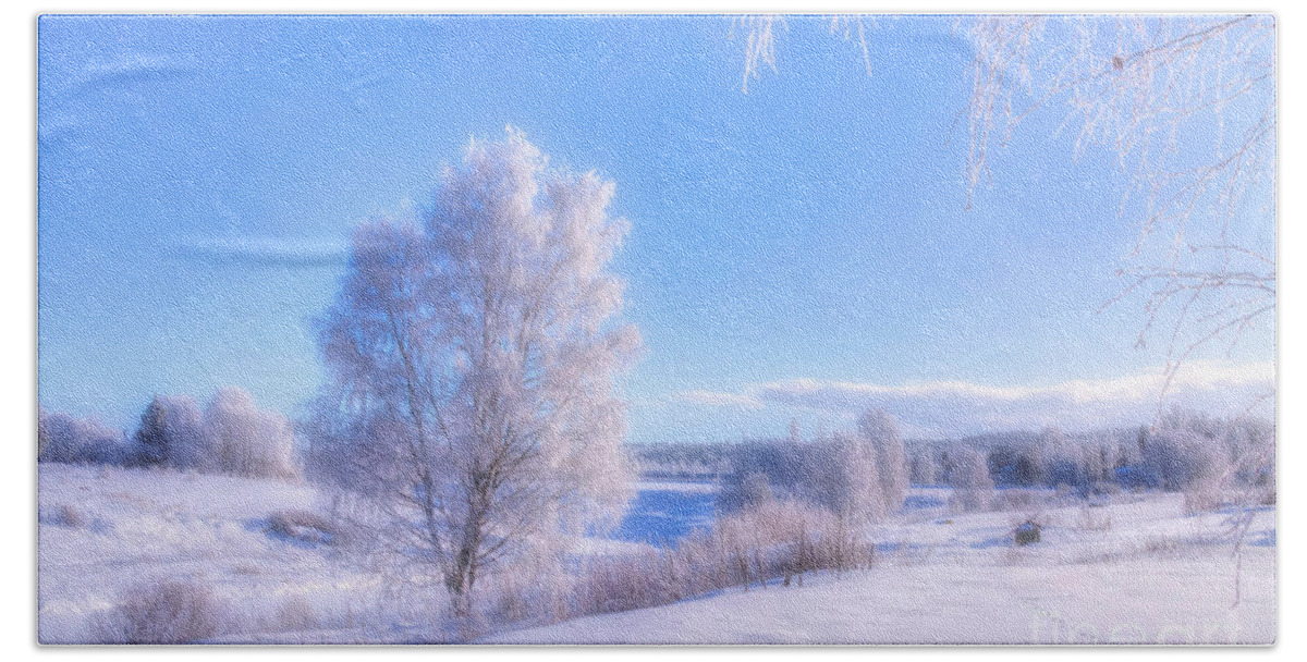 Art Beach Towel featuring the photograph The magic of winter 3 by Veikko Suikkanen