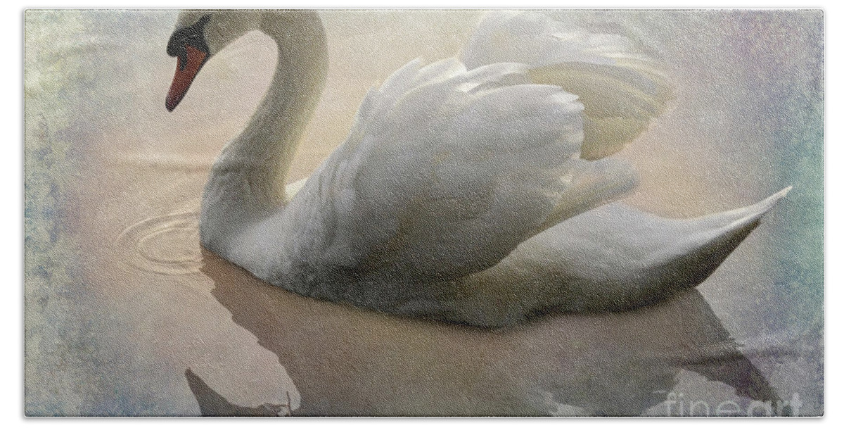 Swan Beach Towel featuring the photograph The Magical Swan by Bob Christopher