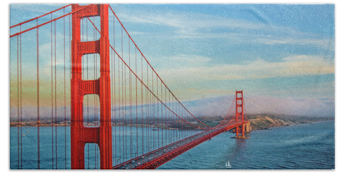 Golden Gate Bridge Beach Sheet featuring the photograph The Majestic by Az Jackson