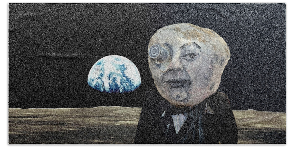 Art Beach Towel featuring the digital art The Man in the Moon by Rafael Salazar