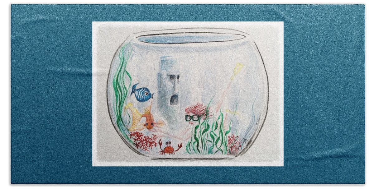 Fishbowl Beach Towel featuring the painting The Marine Biologist by Barbara Chase
