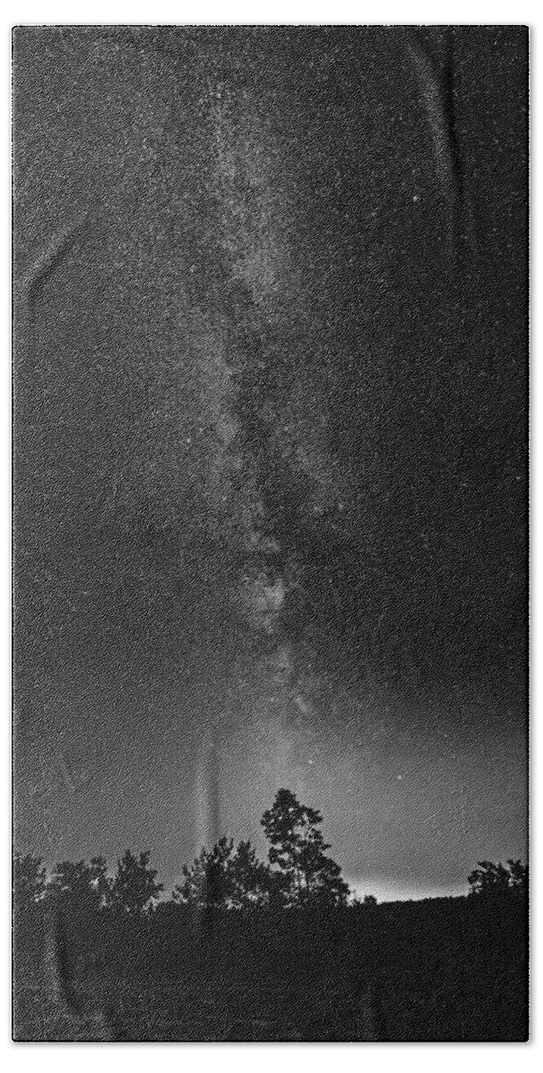 Forks Of The Credit Beach Towel featuring the photograph The Milky Way - A Summer Thought bw by Steve Harrington