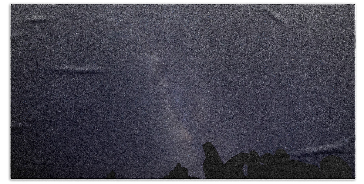 Milkyway Beach Sheet featuring the photograph The Milky Way over Turret Arch by David Watkins