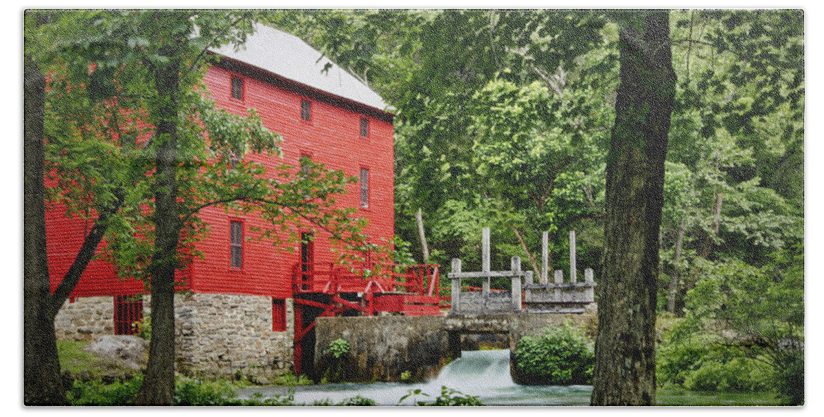 Spring Beach Sheet featuring the photograph The Mill at Alley Spring by Cricket Hackmann