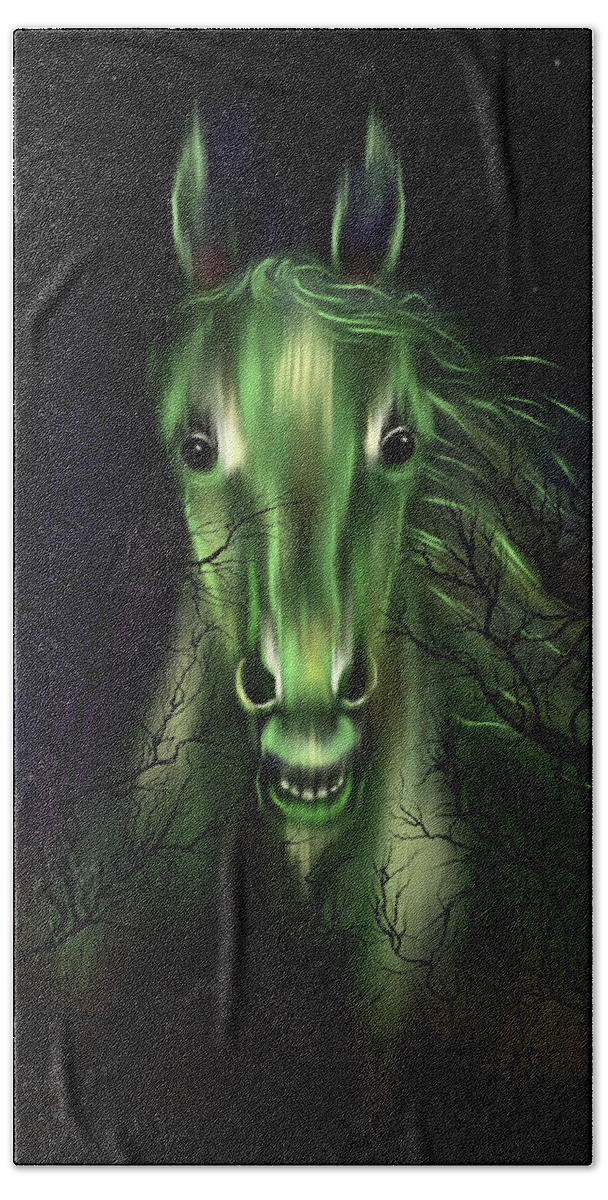 Horse Beach Towel featuring the digital art The Night Mare by Norman Klein