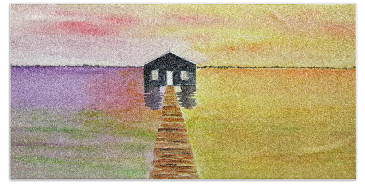 Boat Shed Beach Sheet featuring the painting The Old Boat Shed by Elvira Ingram
