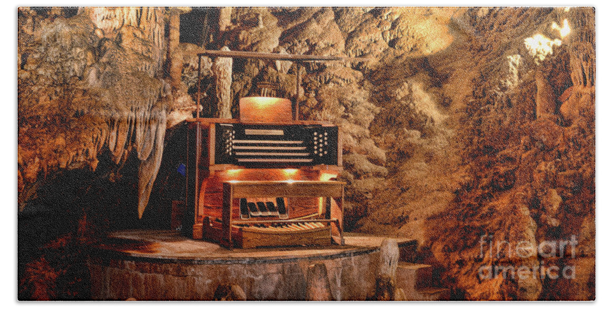 Paul Ward Beach Sheet featuring the photograph The Organ in Luray Caverns by Paul Ward