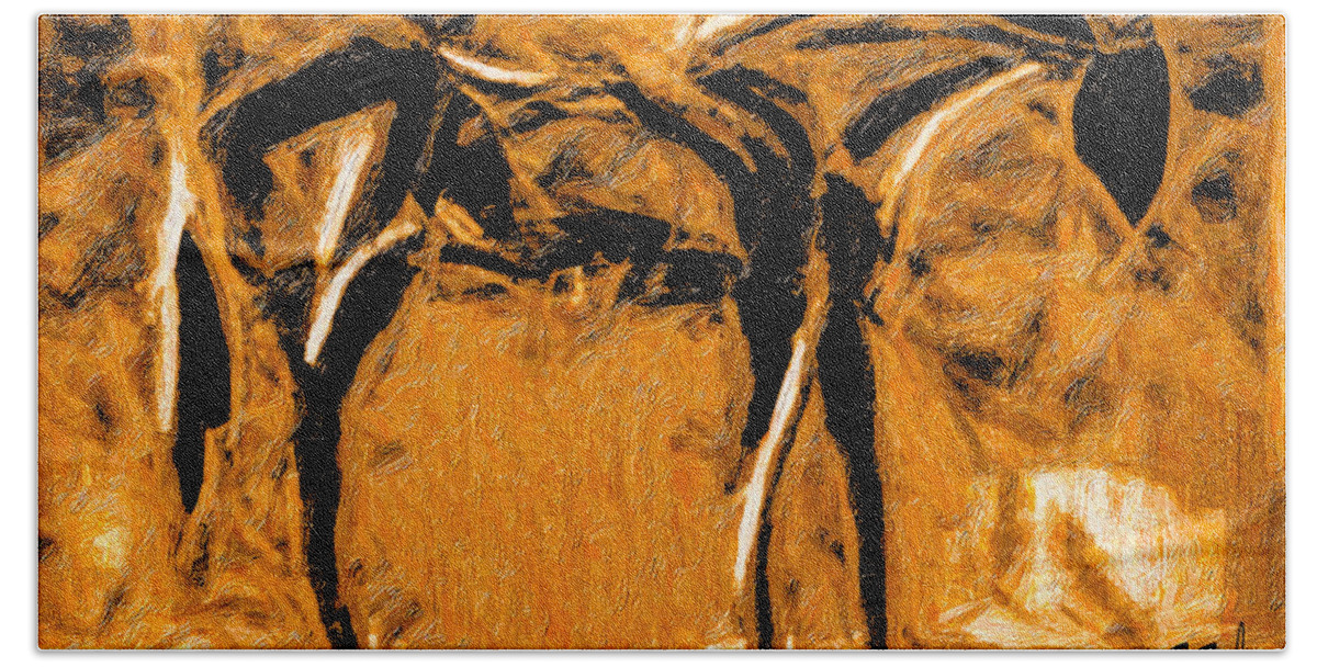 Horse Beach Towel featuring the digital art Los Caballos de los Viejos Taos #8 by Terry Fiala