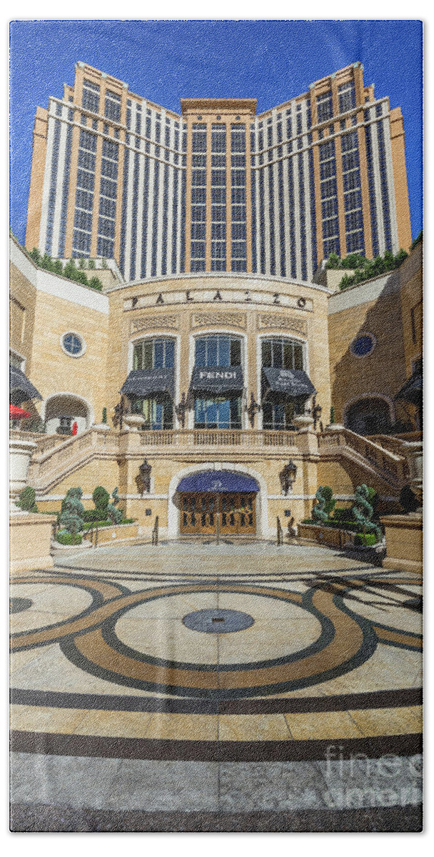 The Palazzo Casino Beach Towel featuring the photograph The Palazzo Casino Main Entrance by Aloha Art