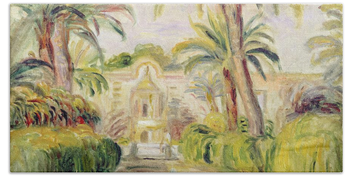 The Palm Trees Beach Towel featuring the painting The Palm Trees by Pierre Auguste Renoir