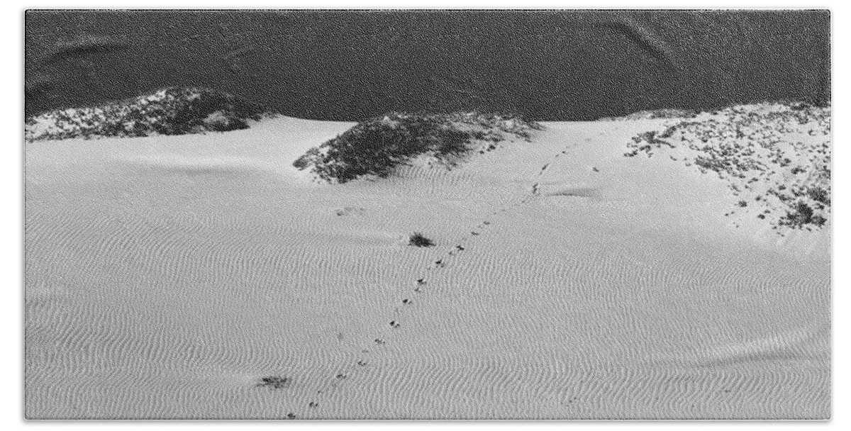 Sand Beach Towel featuring the photograph The Path - Black and White by David Smith