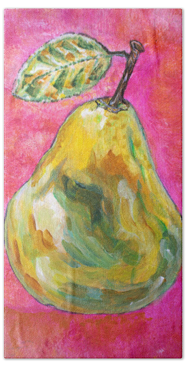 Pear Beach Towel featuring the painting the Pear by Ella Kaye Dickey