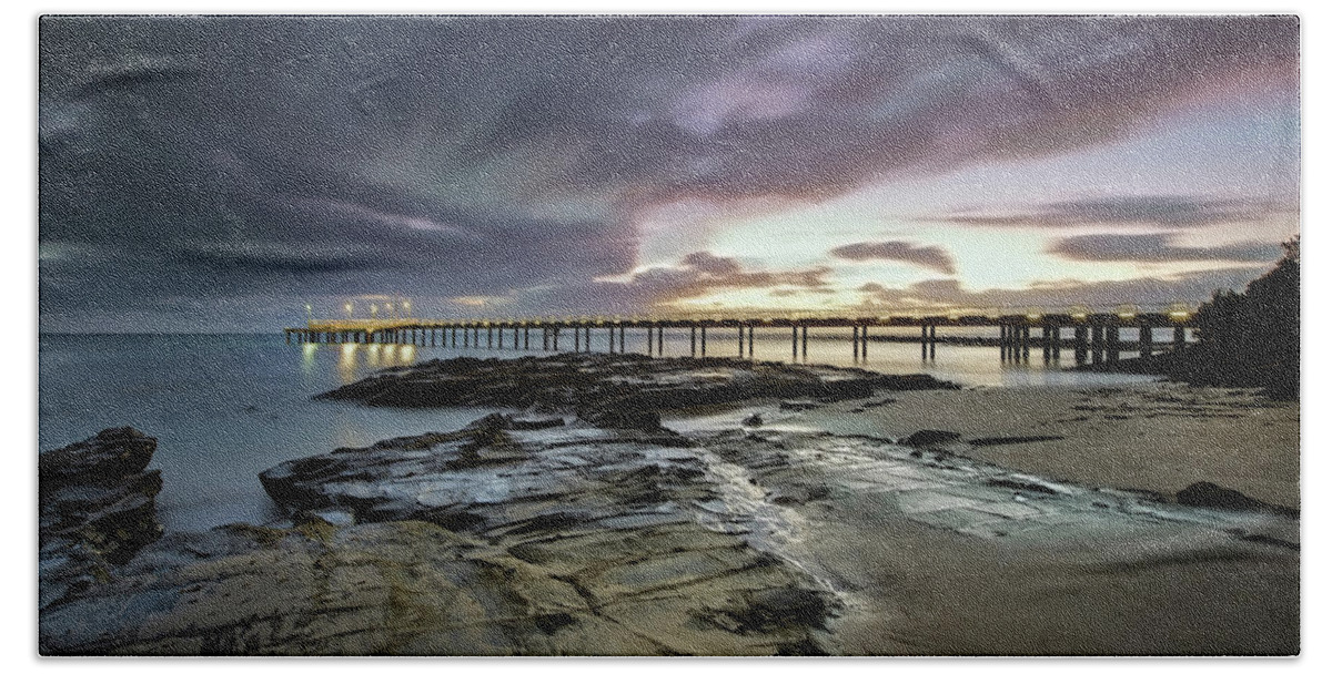 Sunrise Beach Towel featuring the photograph The Pier @ Lorne by Mark Lucey