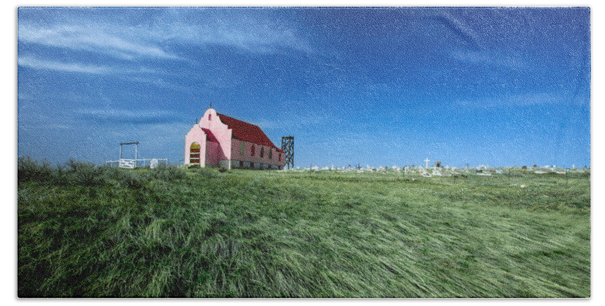 Pink Church Beach Towel featuring the photograph The Pink Church by Todd Klassy