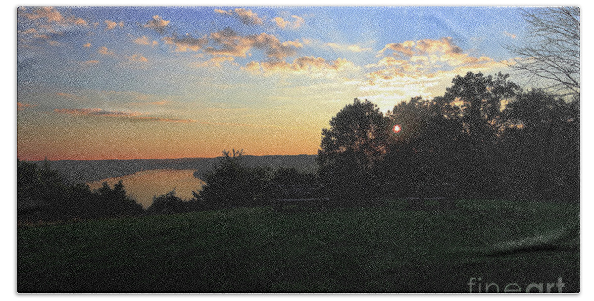 Landscape Beach Sheet featuring the photograph The Point at Sunrise by Melissa Mim Rieman