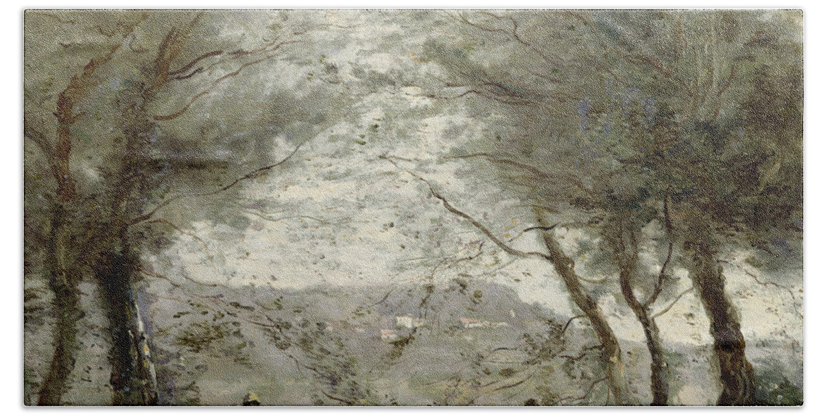 The Beach Towel featuring the painting The Pond by Jean Baptiste Corot