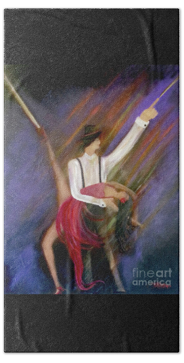 Dance Beach Towel featuring the painting The Power Of Dance by Artist Linda Marie