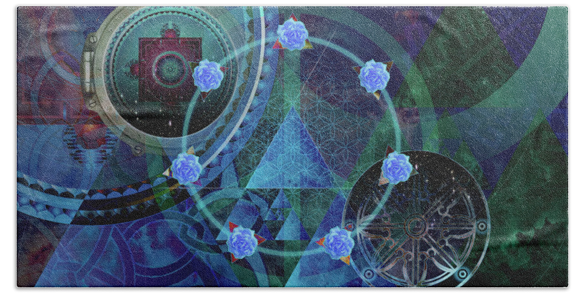 Sacred Geometry Beach Sheet featuring the digital art The Prism of Time by Kenneth Armand Johnson