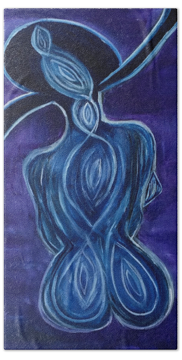 Purple Beach Towel featuring the painting The purple woman by Suzanne Surber