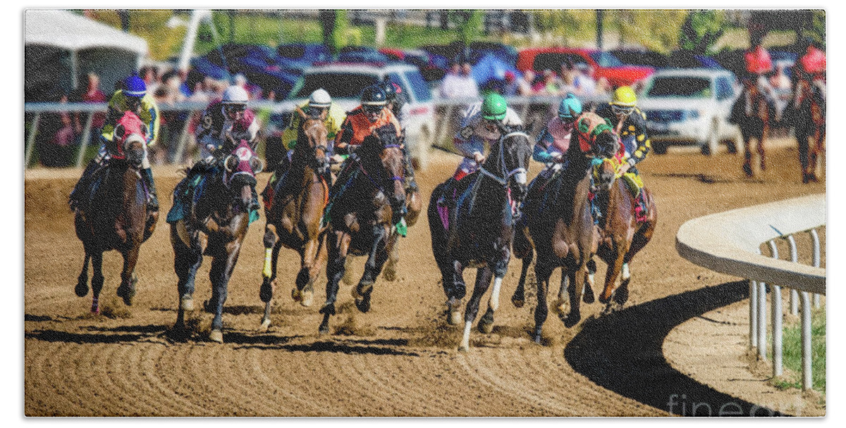 Belterra Horse Park Racing Beach Towel featuring the photograph The Race by Ed Taylor