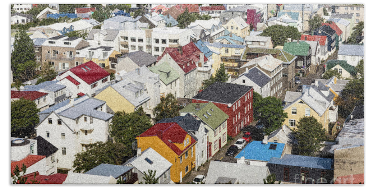 Capital Cities Beach Sheet featuring the photograph The roofs of Reykjavik by Didier Marti