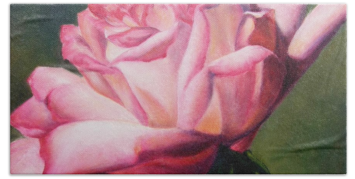 Nature Beach Towel featuring the painting The Rose by Lori Brackett