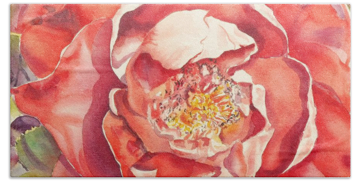 Rose Beach Towel featuring the painting The Rose by Mary Haley-Rocks