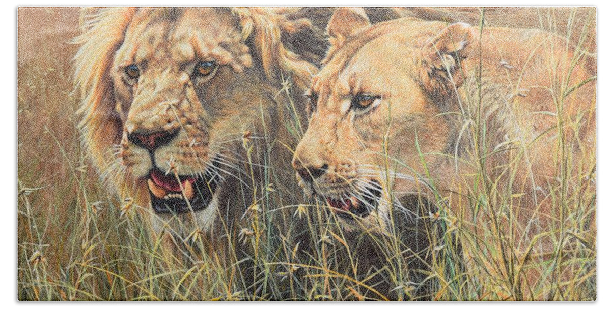 Wildlife Paintings Beach Towel featuring the painting The Royal Couple II by Alan M Hunt