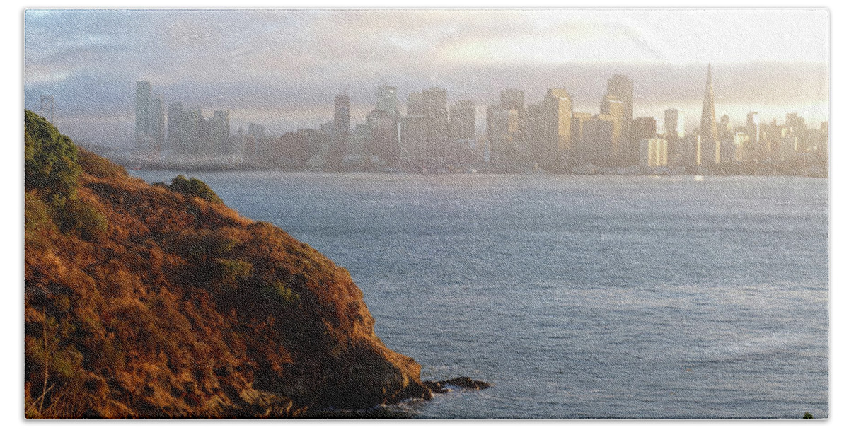 San Beach Towel featuring the photograph The San Francisco Skyline From Treasure Island by Toby McGuire
