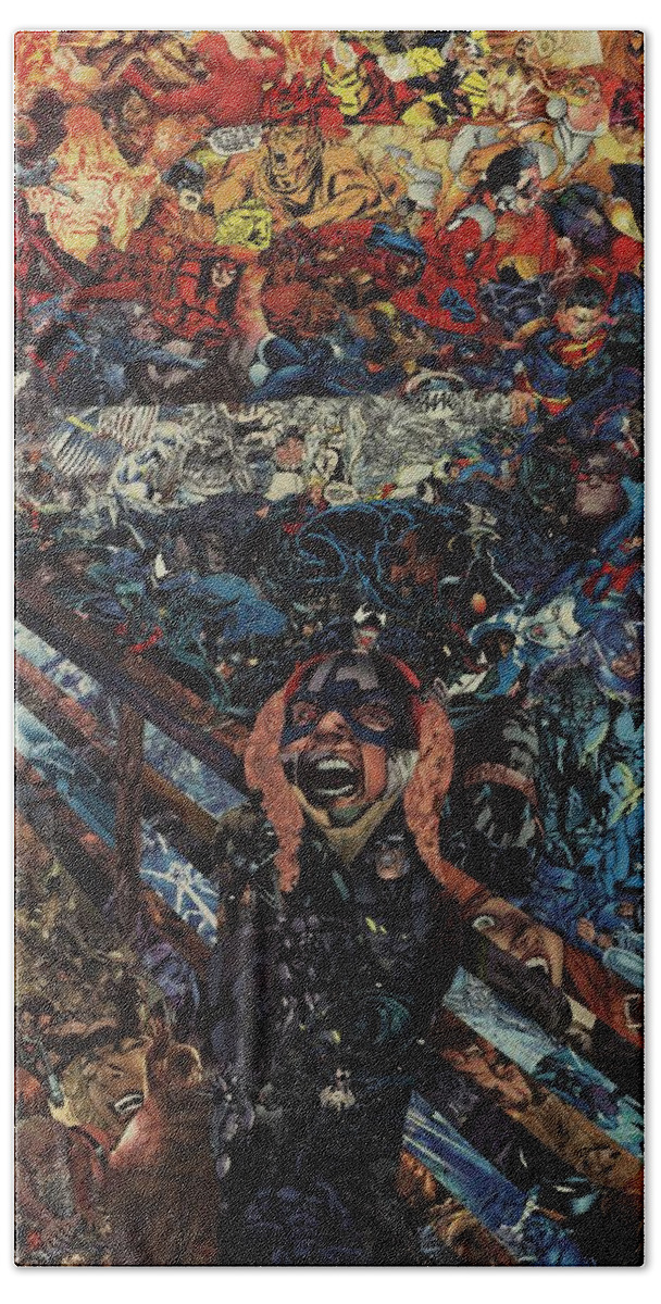 Collage Beach Towel featuring the mixed media The Scream After Edvard Munch by Joshua Redman